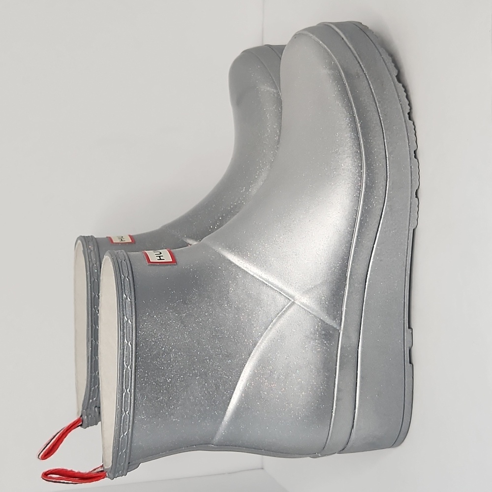Hunter Cosmic play rain booties boots glitter silver